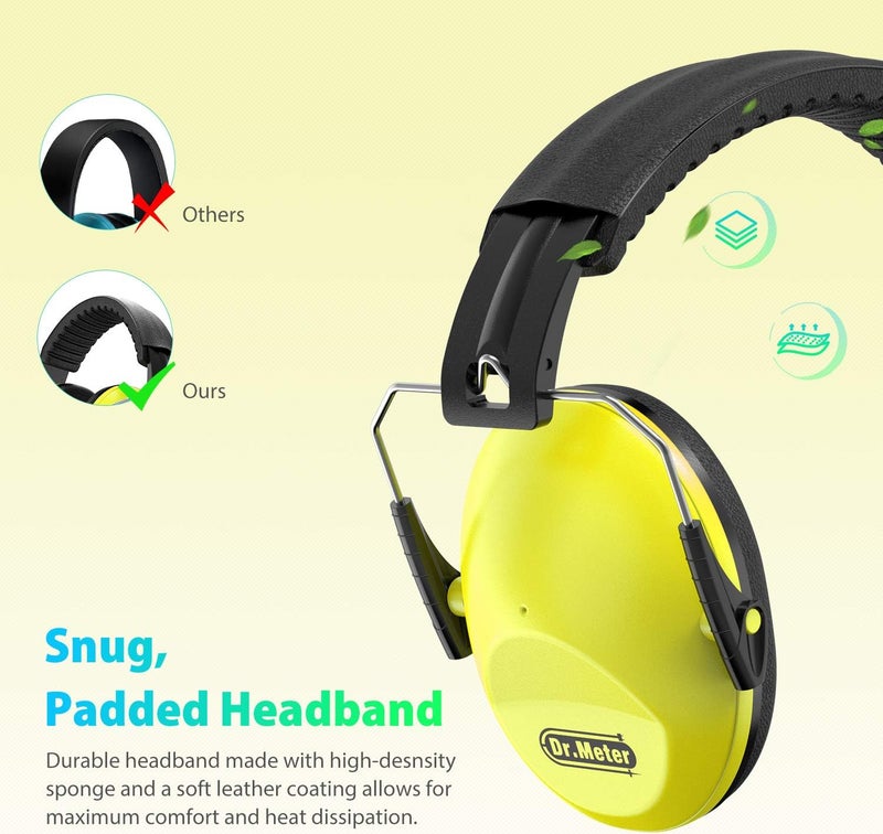 Dr.Meter Ear Protection for Kid: EM100 SNR27.4 Kids Noise Cancelling Headphones with Adjustable Headband - Kid Hearing Protection for Monster Truck Mowing Demo Derby and Concert - Yellow - Image 3